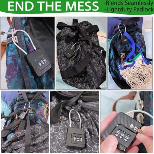 Bstsilver 2-Pack Combination Padlock Secure, Gym Locker Lock with 3-Digit for Luggage Backpack Toolbox Cabinet Sport Storage Gate Hasp, Long Cable Latch for Travel Office, Back to School Essential - Thumbnail 4