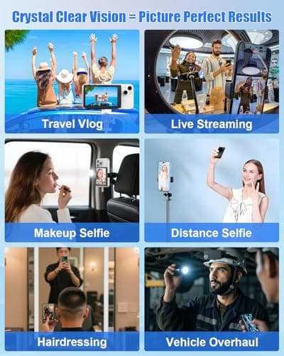 Magnetic Selfie Screen Monitor for Phone - Wireless Streaming Vlogging Camera Accessory with One-Click Zoom & Front/Back Camera Switch - for iPhone/Android Content Creators, TikTok/YouTube Vloggers - Thumbnail 6