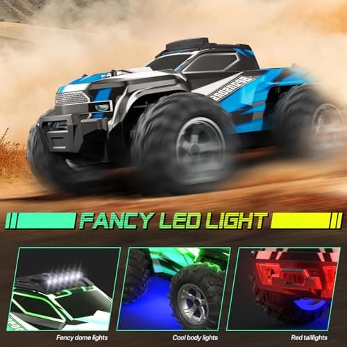 Remote Control Car for boys, 1:16 Scale All Terrain RC Cars,High Speed 25Km/h Fast Car with Colorful Led Light and spray, 2x1300mAh Rechargeable Battery RC Truck, Toy Car Gift for Teen Boys Girl Kids - Thumbnail 3