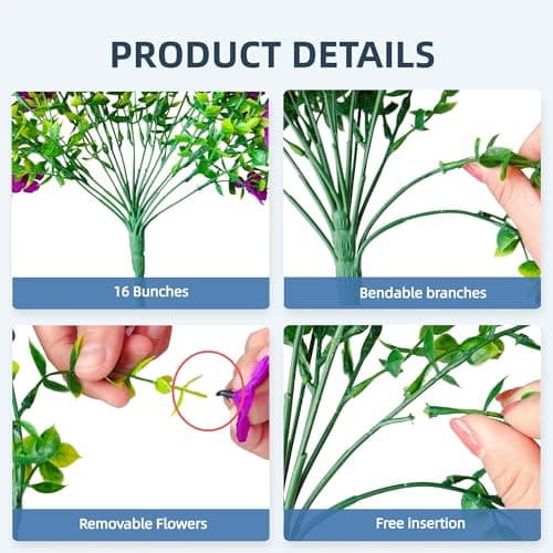 UV Resistant Artificial Hanging Flowers Outdoor Decor - 2 Pack Fake Hanging Plants with Silk Daisies for Spring Summer, No Fade Faux Flowers for Planter, Front Door, Porch, Patio, Garden, Yard - Thumbnail 3