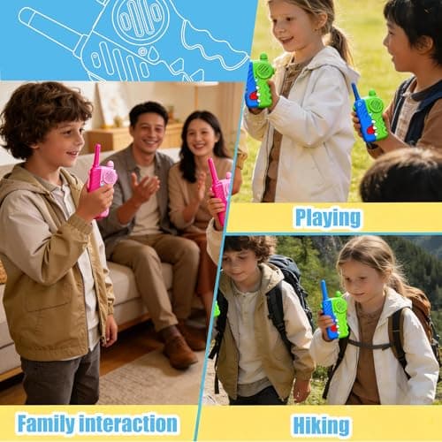 Gaswei W1 Walkie Talkies for Kids, Toys for 3-12 Years Old Girls Boys,Single Channel Kids Walkie Talkies with Flashlight Lanyard - 1000ft Long Range for Outdoor/Camping/Hiking (2-Pack) - Thumbnail 4