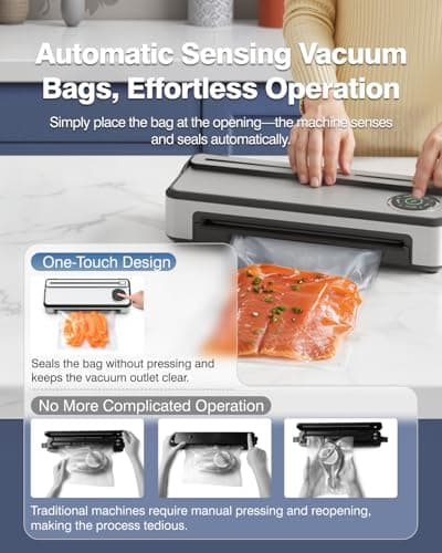 Vacuum Sealer Machine with Smart Touchscreen Control, 95kPa Dual-Pump Suction, Timeless Design for Hands, Free Sealing, 24H Non-Stop Breaks, widened 30CM Sealing Bar, External Bag Cutter, 2 Bags Rolls - Thumbnail 4