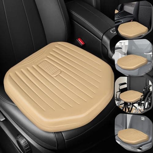CAR PASS Premium Leather Car Seat Cushion, Comfort Memory Foam Driver Seat Cushion for Long Driving, Waterproof Non-Slip Seat Cushions for Cars, Truck, SUV, Office Chairs, Stadium, Beige - Thumbnail 6