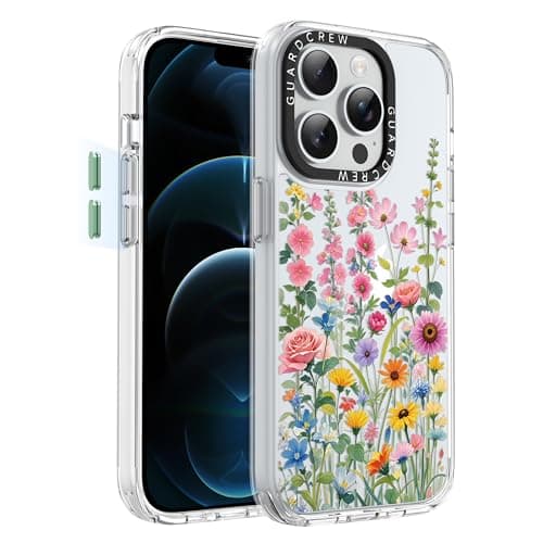 GuardCrew for iPhone 13 Pro Max Case, [Wildflowers] Cool Aesthetic Pattern for Women, [11FT Military-Grade Drop Tested] Slim Crystal Clear Shockproof TPU Bumper Phone Cover, 6.7"
