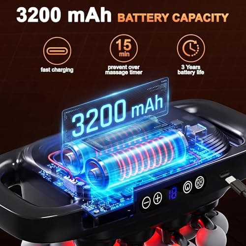 Mekanic 20-Head Massage Gun Deep Tissue with Soothing Warmth, 3 Modes & 30 Intensities, Quiet Multi-Head Back Massager for Pain Relief, Electric Percussion Muscle Massager for Neck, Shoulders,and Legs - Thumbnail 6