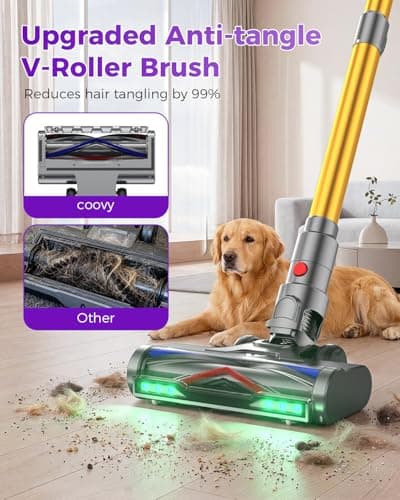 Coovy SU7 Ultra Cordless Vacuum Cleaner, 55KPa/650W 80Mins Runtime Powerful Suction Stick Vaccum for Whole-House Cleaning, Self-Standing Anti-Tangle Vac for Hard Floors Carpet Pet Hair, Ultra Version - Thumbnail 5