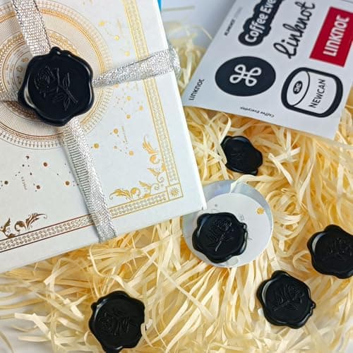 Pilloze 50 Pcs Black Wax Seal Stickers - Rose Style, Self Adhesive Wax Seal for Wedding Invitation, Good Adhesion, Black Rose Envelope Seals Stickers Perfect for Wedding Invitation, Scrapbooking - Thumbnail 4