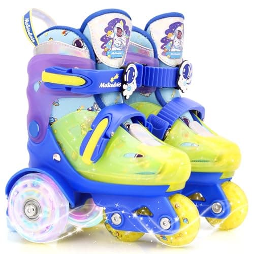 MoSoulais Astronaut Kids Roller Skates Adjustable Toddler Roller Skates with Light Up Wheels Kids Skates Birthday Boys Gift for Youth Children Beginner Ages 3 4 5 - Image 1