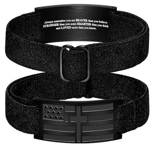 GLEZZA Always Remenber Bracelets for Boy Men American Flag Cross Inspirational Motivational Bracelet Bible Verse Christmas Birthday Easter Jewelry Gifts for Son Boyfriend Husband - Image 1