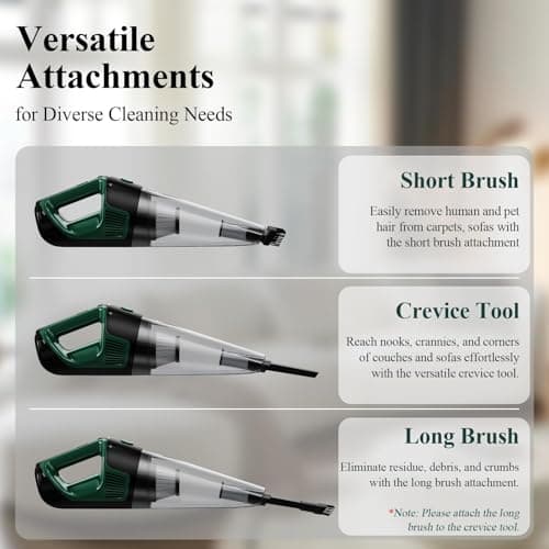 Minthouz Handheld Vacuum Cordless, Strong Suction Car Vacuum Cleaner with LED Light, Long Runtime Hand Vacuum Cordless Rechargeable, Hand Held Vac with Charging Base for Home/Car/Pet/Office - Thumbnail 4