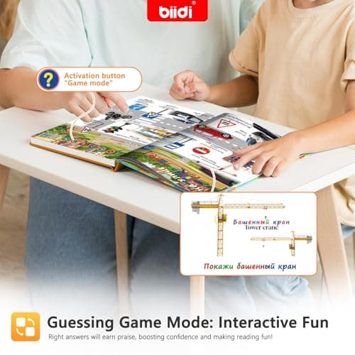 biidi English and Russian Bilingual Talking Book Interactive Book for Kid,1600+ Sounds Talking Book,Interactive Language Learning Toy for Age 3-5 Toddler,Boys Girls Birthday - Thumbnail 5