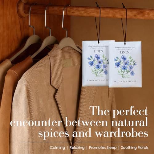 HOMELLAX Linen Scented Sachet Bags - 12 Pack Drawer & Closet Freshener, Long Lasting Odor Eliminator for Wardrobes, Cars & Storage, Home Fragrance Air Freshener Sachets - Thumbnail 3