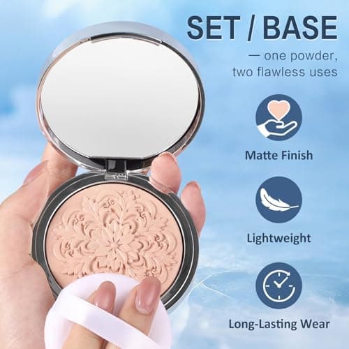 SuperFreeze Pressed Setting Powder, Freeze-Dried Skincare Powder for All-Day Oil Control, Pore-Blurring Matte Finish with Hyaluronic Acid & Niacinamide, Smooth Crease-Resistant Compact (Natural) - Thumbnail 4