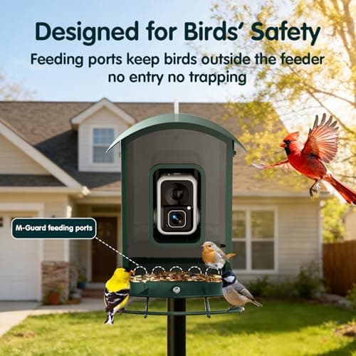 Humbirdy Bird Feeder with Camera, 4K Ultra HD Video with 30fps Live View, 10x Slow Motion, No Subscription, Solar Powered AI Smart Bird Feeder with Camera, 2.4G/5G Wi-Fi, Durable Metal,Bird Lover Gift - Thumbnail 6