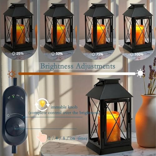 Candle Warmer Lamp with Timer,Compatible with 3 Wick Candles/Large Candel Jars,Vintage Lamp Candle Warmer Lantern,Dimmable Candle Lamp Warmer Farmhouse,Fully Enclosed Designed and Hanging Up-Black - Thumbnail 2