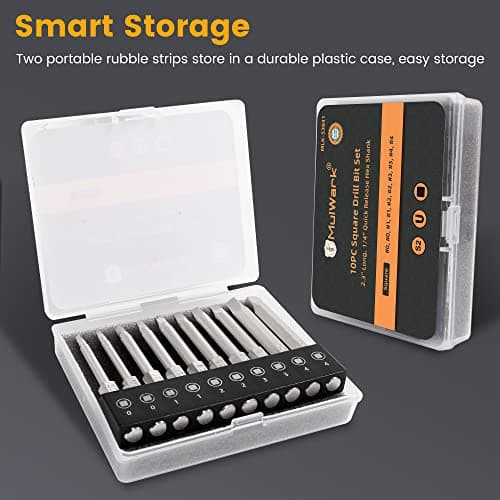 MulWark Robertson Square Allen Wrench Drill Bits Set 10PC Screwdriver Bit Set, 2.3" Long 1/4" Diameter Quick Release Shank Magnetic Square Drive Bit Set for Assembling Furniture - Thumbnail 5