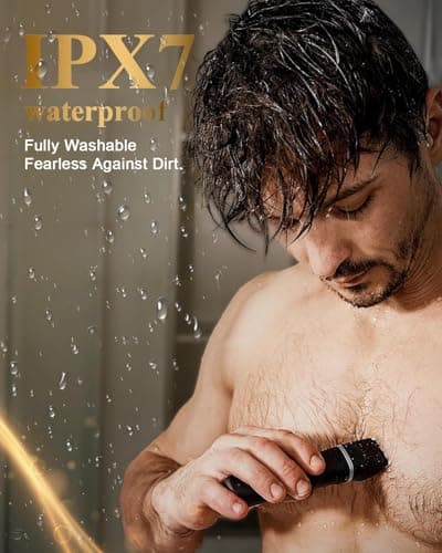 RAXMETRY Beard Trimmer for Men,Manscape 3-in-1 Electric Razor Groin Groomer,IPX7 Waterproof Wet/Dry,Versatile Body Hair Trimmer for Ball/Beard/Nose,USB Rechargeable & Nose/Shaves Head,Silver - Thumbnail 6