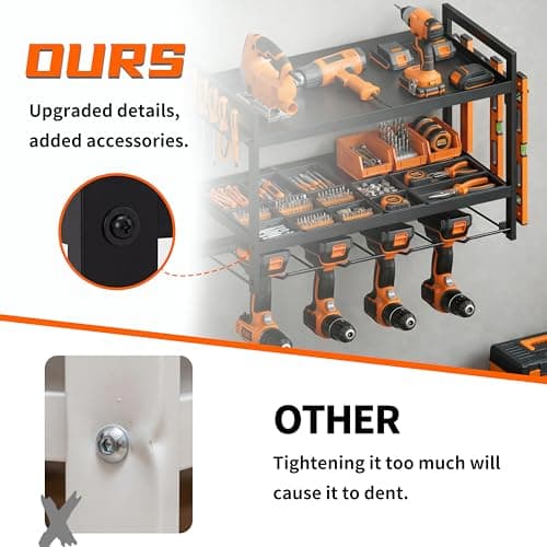 LylovolJovo Tool Organizer–drill rack-Wall Mounted–3-Tier–66 lb Capacity–Suitable for Cordless Tool Storage - Thumbnail 4