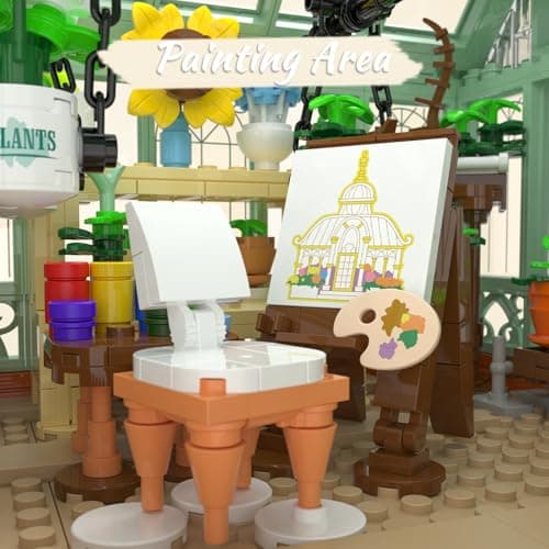 Xbert Greenhouse Building Set with 2 Minifigures, Flower House Building Blocks, Botanical Tiny Plants DIY Miniature House Kit, Creative Garden Playset Toy, Gift for Girls and Women - Thumbnail 3