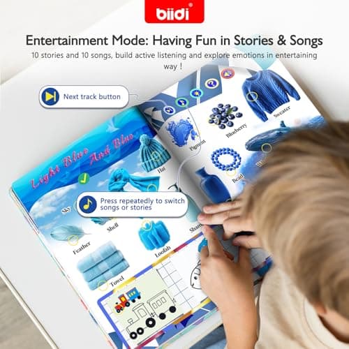 biidi Interactive Talking Activity Book,English Word Sound Book for Kid Age 3+ Year Old,Sensory Autism Toy,Educational Learning Travel Toys for Boys Girls Gift,with Drawing Zone,4 Color Pens,600+Sound - Thumbnail 3