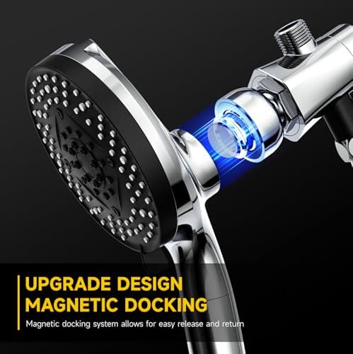 Magnetic Shower Head Effective Filtration with 10 Spray Handheld, 10" High Pressure Rainfall Shower Heads, Adjustable Extension Arm, Detachable Hand Held Showers Head Power Jets for Bathroom, Chrome - Thumbnail 2