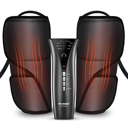 FIT KING Leg Massager with Heat Air Compression Calf Massager for Circulation Helpful for Pain Relief RLS Edema and Relaxation - Great Gift for Wife Mom