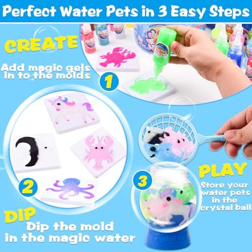 Magic Water Elf Toy Kit for Kids – Aqua Fairy Water Gel Kit with 24 Colors Magic Gel & 20 Molds, DIY Squishy Maker Craft Set, Create Your Own Water Pets, Sensory Play Gift for Boys Girls Ages 3+ - Thumbnail 2