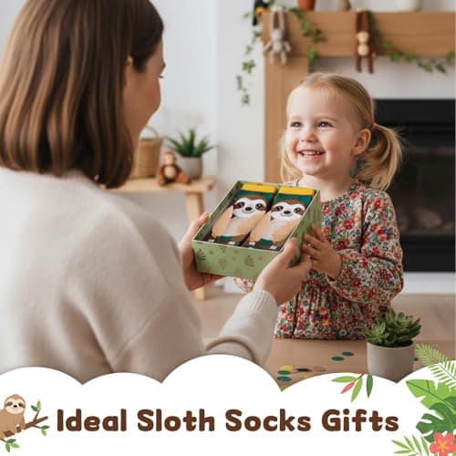 FunisFun Crazy Socks for Kids Girls Knee High Sloth Animal Socks Ideal Sloth Gifts for Girls Teens Women Birthday (US, Alpha, One Size, Regular, Green&Yellow) - Thumbnail 6