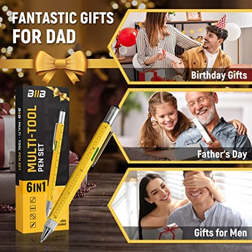BIIB 6 in 1 Multitool Pen Valentines Day Gifts for Him, Mens Valentines Day Gifts, Mens Gifts for Dad Boyfriend Husband, Birthday Gifts for Men, Gifts for Men Who Have Everything, Cool Tools Gadgets - Thumbnail 5