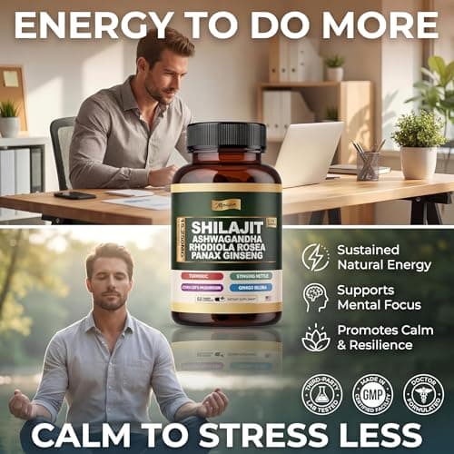 MPRAYAN Shilajit Ashwagandha Capsules – 8 in 1 Adaptogen Complex for Energy, Focus & Stress Support with Rhodiola Rosea, Panax Ginseng, Cordyceps – Natural Herbal Supplement | 60 Vegan Capsules - Thumbnail 4