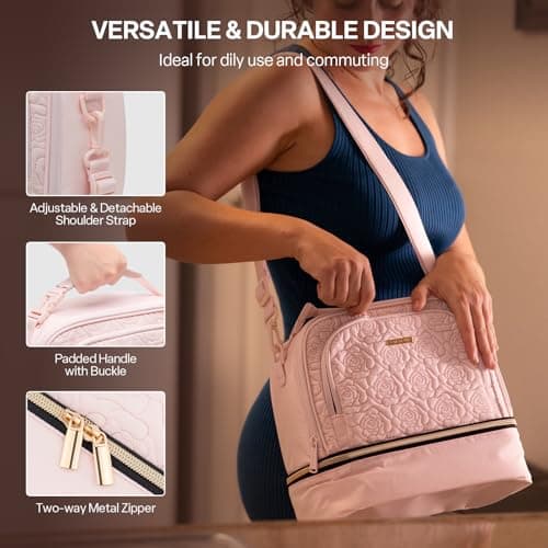 Everfun Lunch Bag for Women & Men, Double Deck Insulated Lunch Tote Bag with Detachable Shoulder Strap, Large Leakproof Soft Cooler for Work Office Picnic Travel - Thumbnail 6