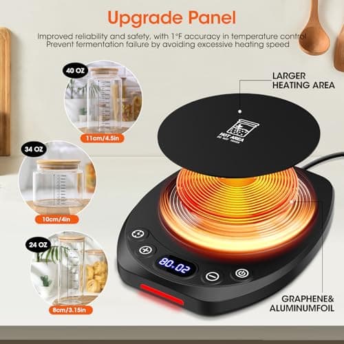 MQFORU Upgrade Sourdough Starter Warmer Mat, Precise 1°F Thermostat Control (70-120°F), Smart Memory Leavening Pad for Kitchen Sourdough and Bagels, 0-24H Timer with US Plug, °C/°F Display - Thumbnail 4