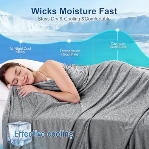 KMUSET Cooling Blanket Throw (50"x60"), Double Sided Summer Cooling Blankets for Hot Sleepers & Night Sweats, Cool Soft Lightweight Blanket for Beach, Sofa Bed Couch, Gifts for Women Men Light Grey - Thumbnail 4