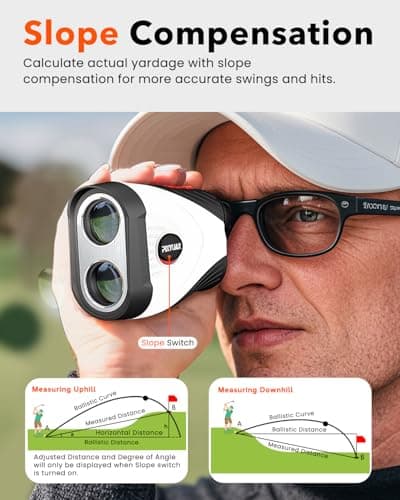 Golf Rangefinder with Slope,1200 Yards Laser Range Finder Golfing,7X Magnification,Flag Lock Vibration,Rechargeable Range Finders with Magnet Stripe,Continuous Scan Mode,High Precision Measurement. - Thumbnail 3