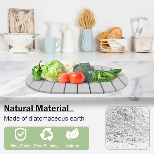 Stone Dish Drying Mat for Kitchen Counter,24"(L)×16"(W) Collapsible Fast-Drying Diatomaceous Earth Mats with Towel Sanding Tool,Versatile Stone Drying Mats for Cups Dishes Bottles - Thumbnail 3