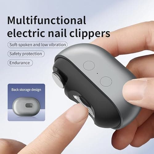 Electric Automatic Nail clipper-2026 Electric Nail Clippers for Seniors-fingernail Clipper 3 in 1 with Light &Nail Scraps-Toe Nail Clipper Thick-Nail Trimmer/Grinder for All Ages Gifts-Black - Thumbnail 2