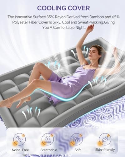ChiXpace Dual Layer 4 Inch Memory Foam Mattress Topper King - 2 Inch Gel Memory Foam and 2 Inch Pillow Top Mattress Pad, 7-Zone Egg Crate King Size Mattress Topper (Grey) - Thumbnail 6