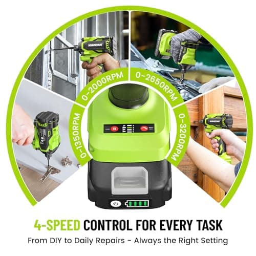 Robustrue Impact Driver: 21V 1/4" Hex Cordless Impact Driver, 230N.m (2,035in-lbs) Brushless Impact Driver Drill Set, 20Psc Screwdriver Bits, 2.0 Ah Battery, Variable Speed for DIY and Automotive - Thumbnail 5