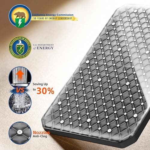 XXL 12.2" Rain Shower Head with Handheld Spray Combo, High Pressure Rainfall Shower Head, Height Adjustable Dual Shower Head, Luxury Waterfall Showerhead Bathroom - Thumbnail 5