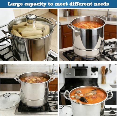 LINMAGCO Canning Supplies Starter Kit - Canning Pot, Water Bath Canner with Lid & Steam Canner with Rack - Thumbnail 2