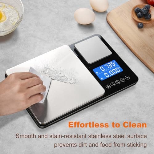 KUAIVO 0.001oz/33lbs Dual Platform Food Kitchen Scales Digital Weight Grams and Ounces, Two Precisions Kitchen Scale for Sourdough Bread, Baking and Cooking with 7 Units Tare, Accumulation Functions - Thumbnail 6