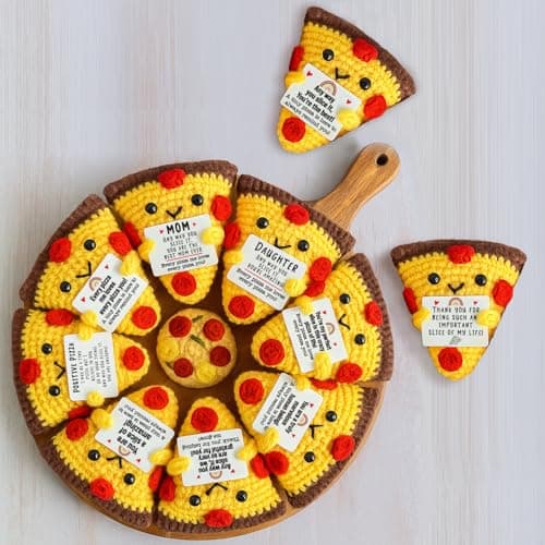 Fathers Day I Love You Gift for Dad Boyfriend Girlfriend - Funny Romantic Handmade Crochet Pizza, Happy Wedding Anniversary Birthday Gifts for Husband Wife, Couples Engagement presents for Women Men - Thumbnail 3
