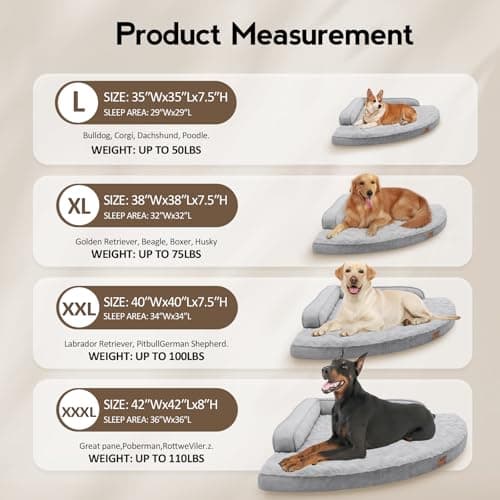 MEKIY Large Orthopedic Dog Bed with Sides XXXL Dog Beds with Removable Washable Cover Non-Slip Waterproof Pet Bed for Extra Large Dogs - Grey XXXL - Thumbnail 6