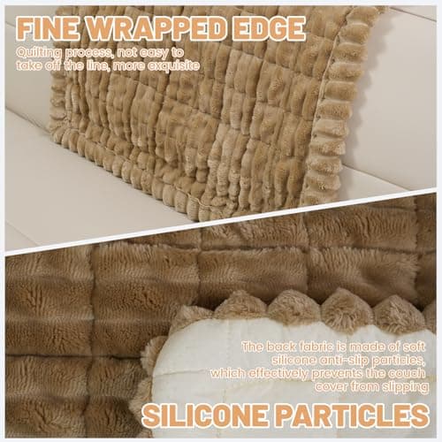 Gdmhy Couch Cover for Dogs Washable,Non-Slip Fuzzy Durable Couch Covers for 3 Cushion Sofa Pet Friendly Sofa Cover,Dogs Furniture Soft Slipcovers Protector Couches Mat - Thumbnail 4