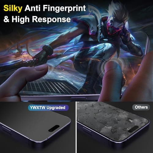 YWXTW 2 Pack for iPhone 17 Matte Screen Protector 6.3 Inch + 1 Set Camera Lens Protector, [1S Pull-Out] Anti Glare Anti Fingerprint 17 Glass Screen Protector, Bubble Free, Smooth as Silk - Thumbnail 5