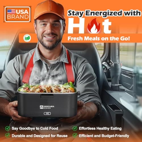 Annie & Mia Design Electric Lunch Box for Adults, 100w 1.8L Portable Food Warmer for men Heated Lunch Box for Adults, Home/Car/Office/Truck Use, Lonchera Eléctrica Portátil - Thumbnail 2