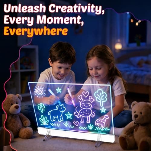 Rechargeable LED Drawing Board for Kids, 16-Inch Light Up Drawing Tablet with 7 Colors & Dimming, Arts Supplies Crafts for Kids Ages 3-8, Birthday Gifts for Girls Boys Age 5-10 - Thumbnail 3
