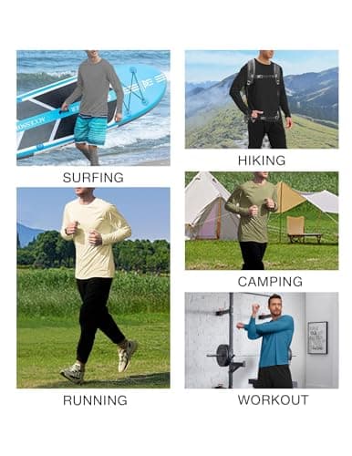 Men's UPF 50+ Swim Shirt Rash Guard Long Sleeve Quick Dry Lightweight SPF Sun Shirts for Hiking Fishing Running Black M - Thumbnail 5