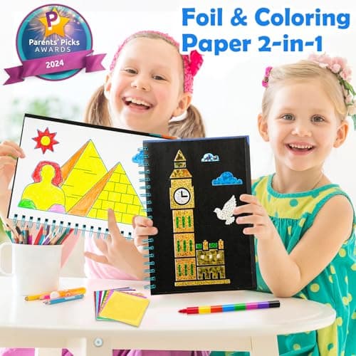 FUNNYB&G Foil Art Crafts for Kids Ages 4-8: Mother's Day 2026, Birthday Gift for Kids, Art and Crafts Supplies, Party Favors, Creative Toys for Kids 4 5 6 7 8 9 Years Old(Buildings) - Thumbnail 2