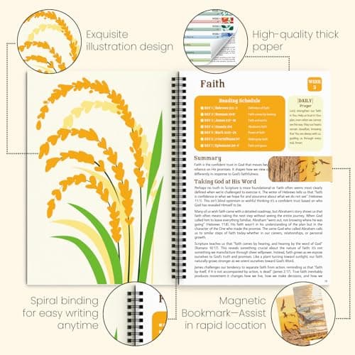 Bible Study Guide in a Year for Women, 52-week Guided Bible Prayer Journal Daily Devotional Notebook with Bookmark for Adult, Journaling Bibles Study Supplies Accessories Christian Gifts (A4) - Thumbnail 3
